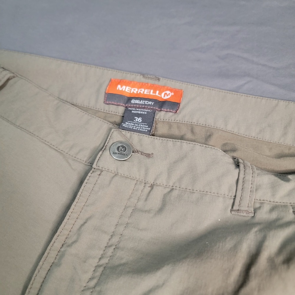 Merrell Hiking Pants Men's 36x32 Khaki Pockets Articulated Knees Outdoors